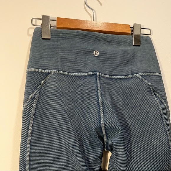 Lululemon Wunder Under High Rise Leggings Pants Tights Snow Washed Ribbed size 4 - Picture 10 of 12